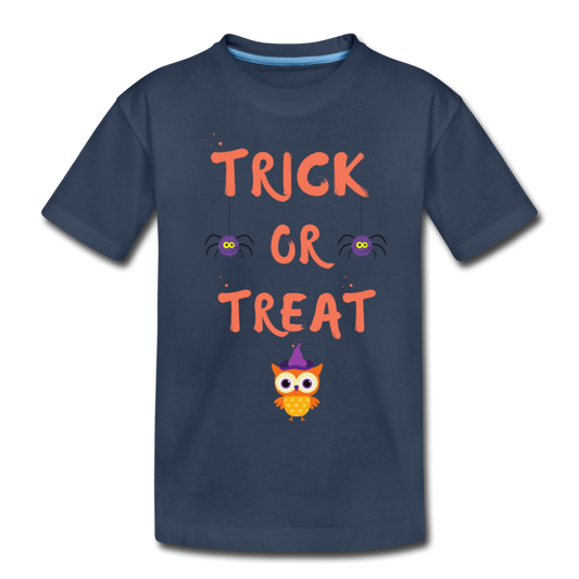 Trick or Treat Kids Halloween Organic T-Shirt - navy