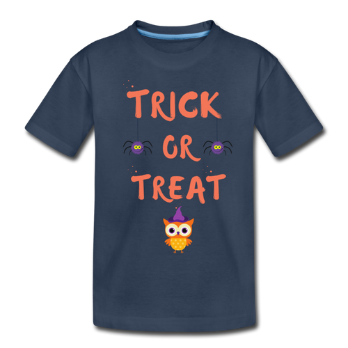 Trick or Treat Kids Halloween Organic T-Shirt - navy