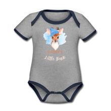 Load image into Gallery viewer, Daddy&#39;s Little Buck Organic Short Sleeve Onesie - heather gray/navy
