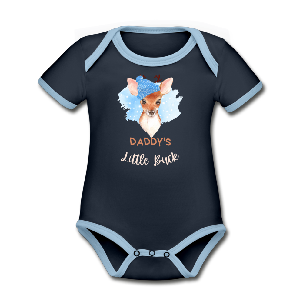 Daddy's Little Buck Organic Short Sleeve Onesie - navy/sky