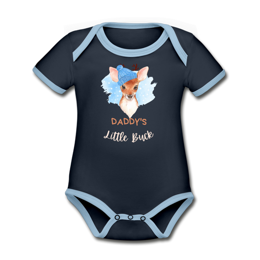 Daddy's Little Buck Organic Short Sleeve Onesie - navy/sky
