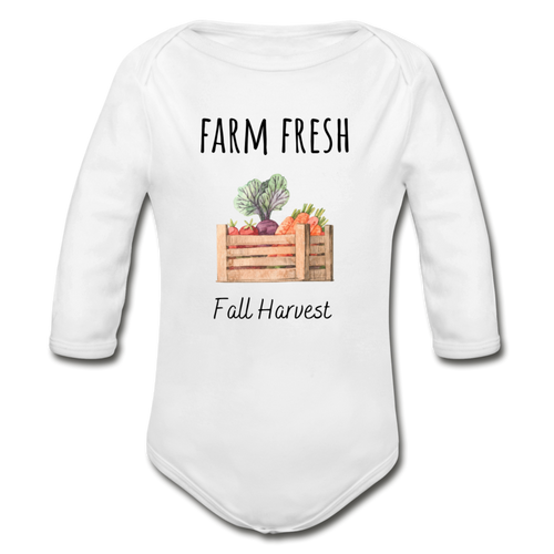 Farm Fresh Organic Long Sleeve Onesie - white