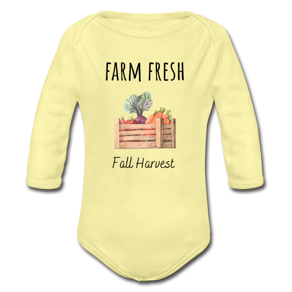 Farm Fresh Organic Long Sleeve Onesie - washed yellow