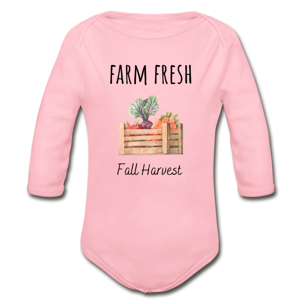 Farm Fresh Organic Long Sleeve Onesie - light pink