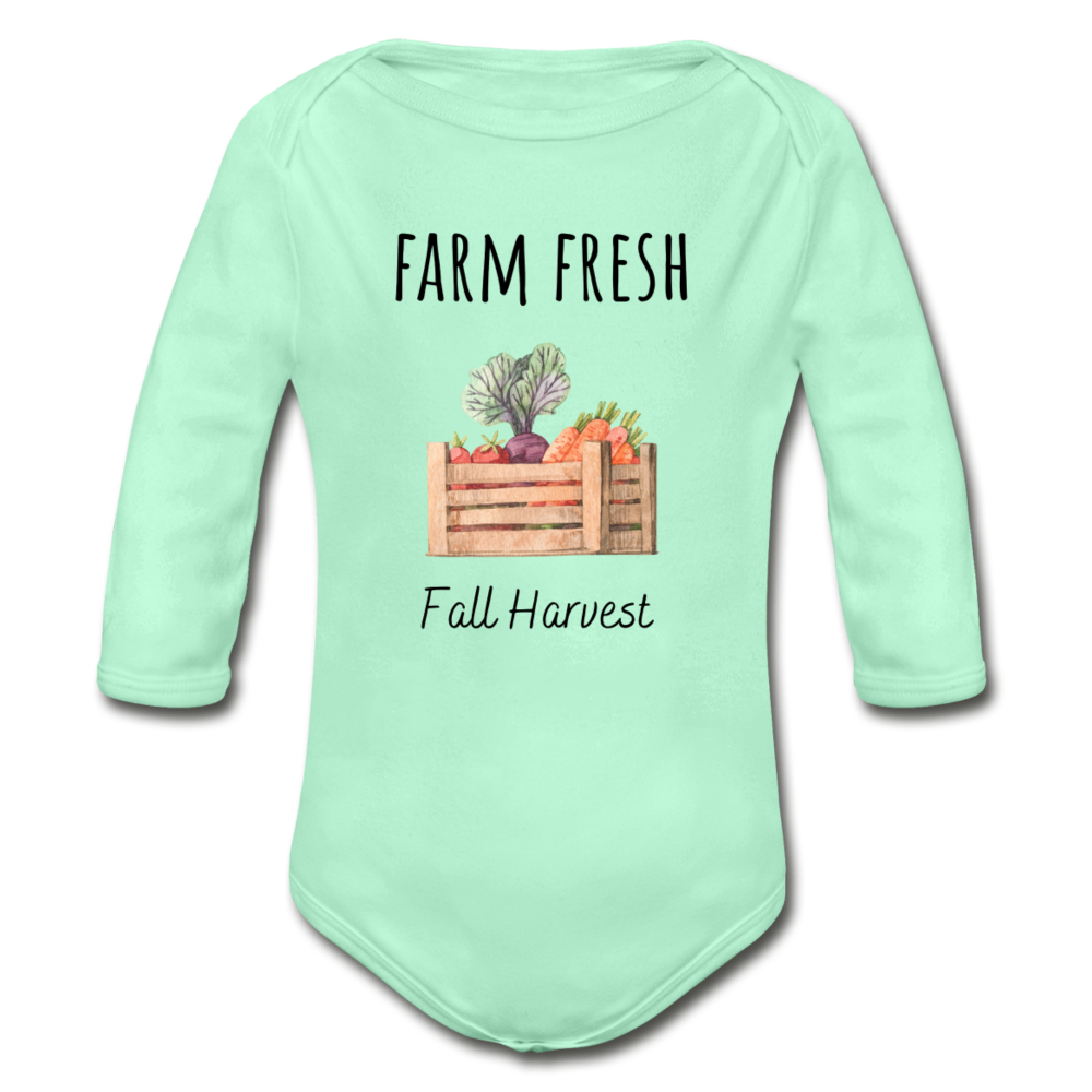 Farm Fresh Organic Long Sleeve Onesie - light mint