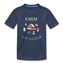 Load image into Gallery viewer, Farm Classroom Kid’s Organic T-Shirt - navy

