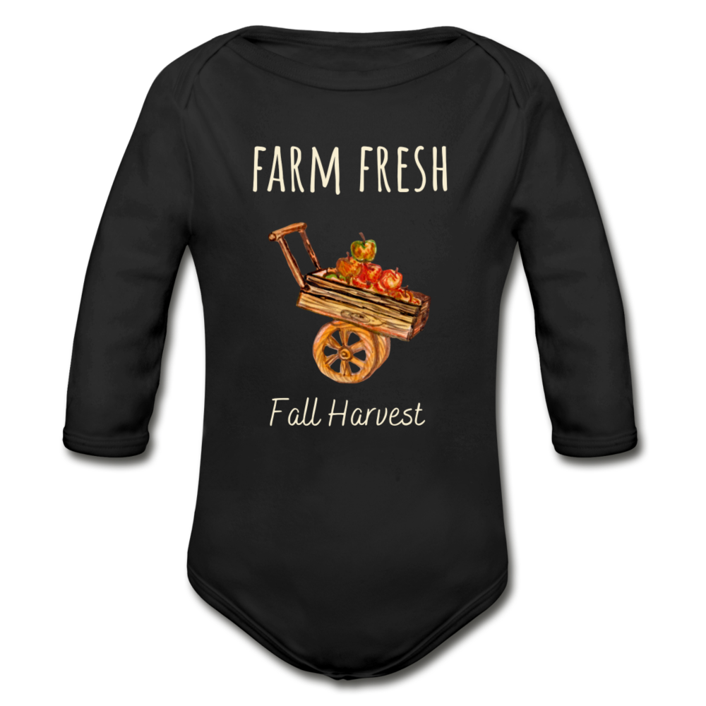 Farm Fresh Organic Long Sleeve Onesie - black