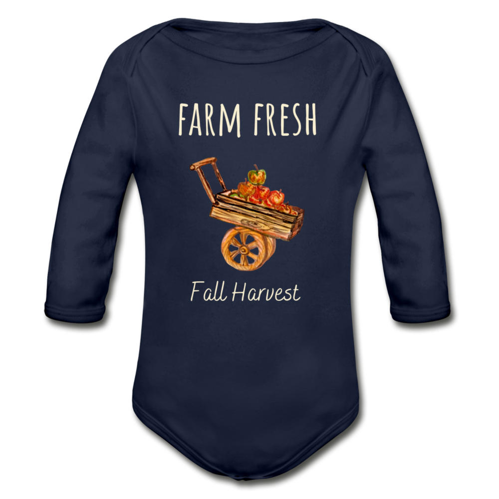 Farm Fresh Organic Long Sleeve Onesie - dark navy