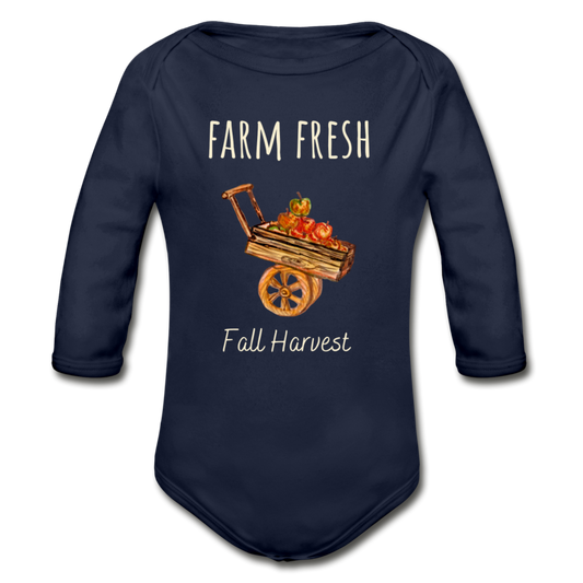 Farm Fresh Organic Long Sleeve Onesie - dark navy