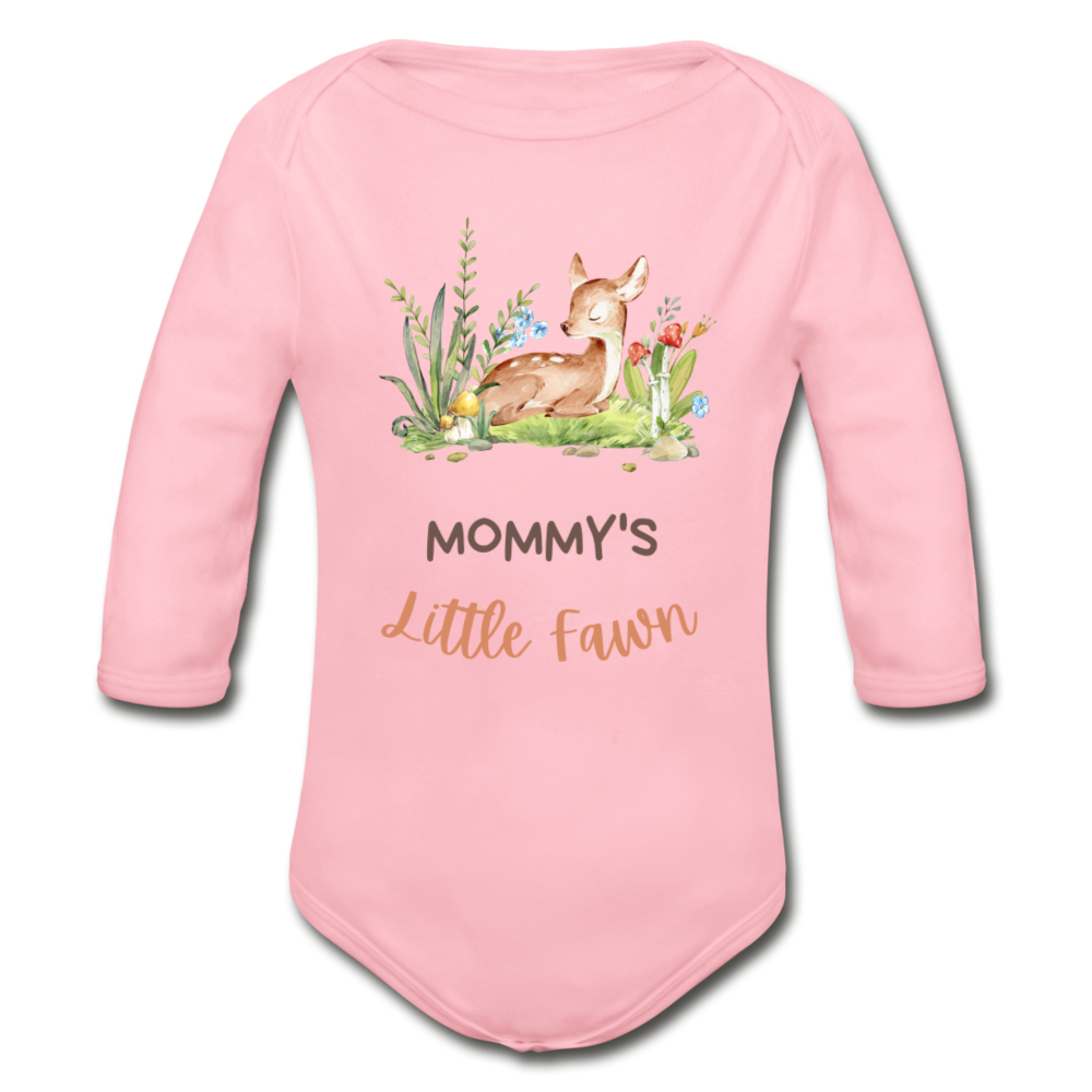 "Little Fawn" Organic Long Sleeve Onesie - light pink