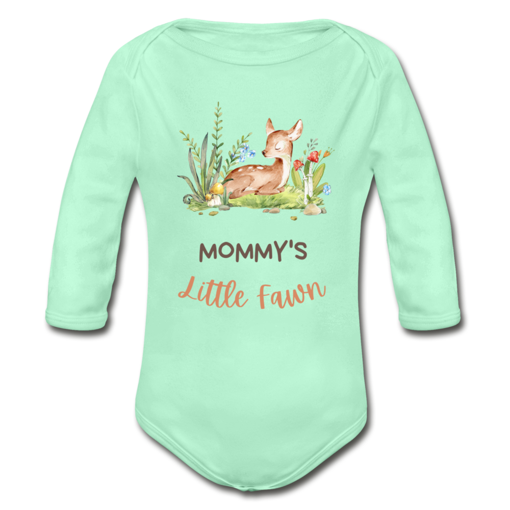 "Little Fawn" Organic Long Sleeve Onesie - light mint