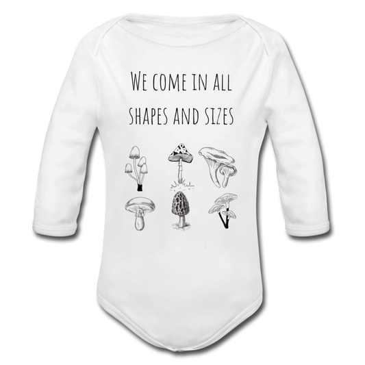 Organic Long Sleeve Onesie | Mushrooms - white