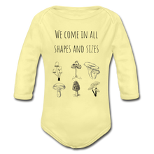 Load image into Gallery viewer, Organic Long Sleeve Onesie | Mushrooms - washed yellow
