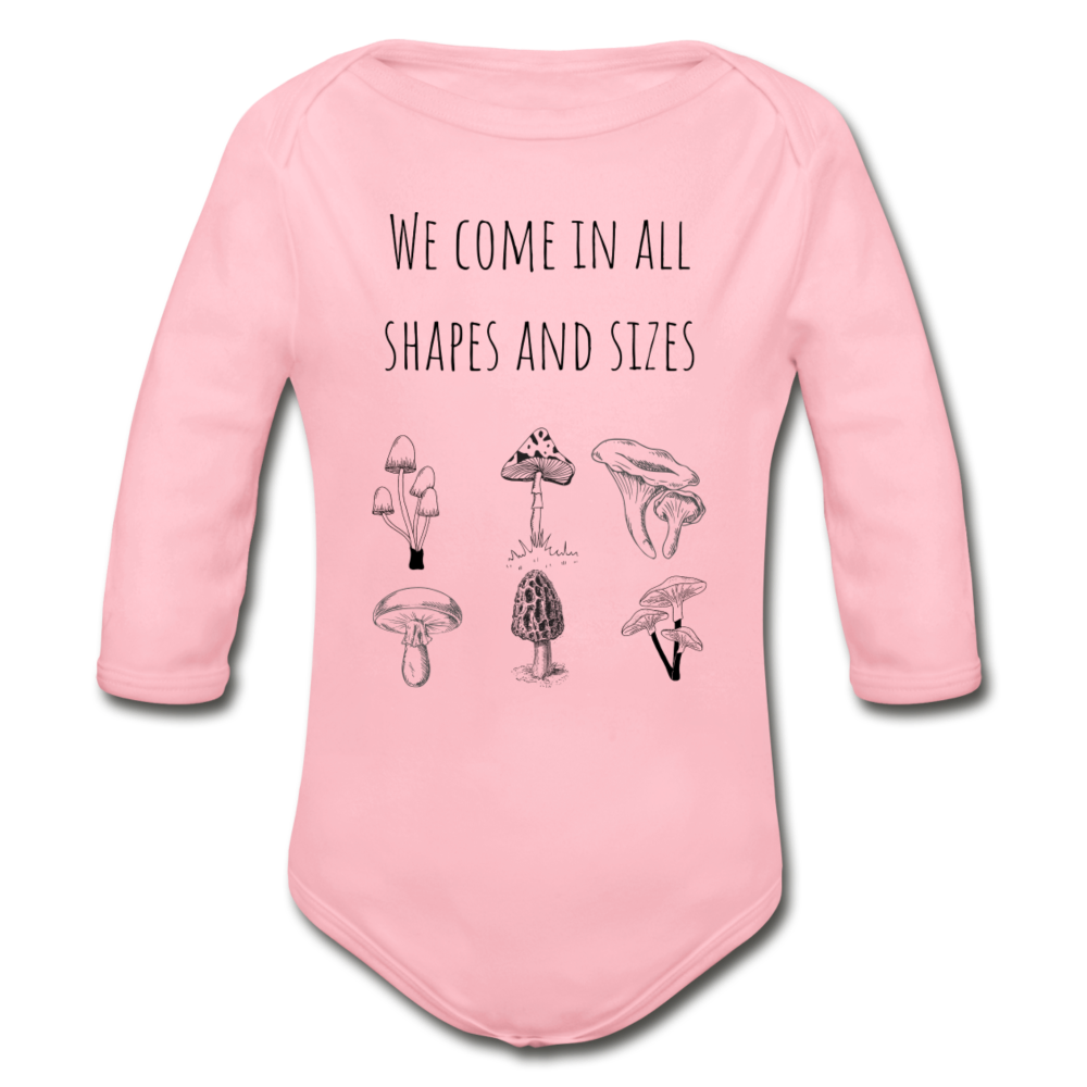 Organic Long Sleeve Onesie | Mushrooms - light pink