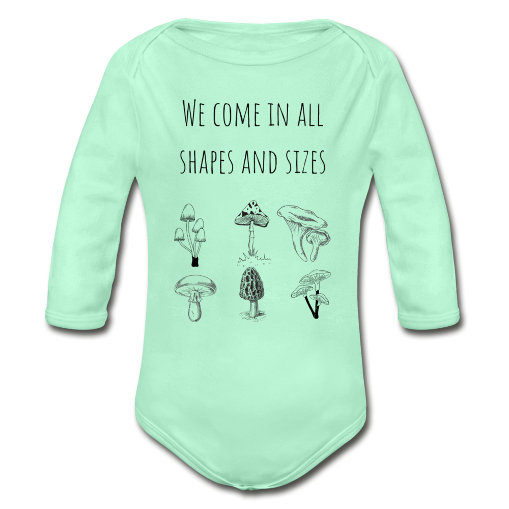 Organic Long Sleeve Onesie | Mushrooms - light mint