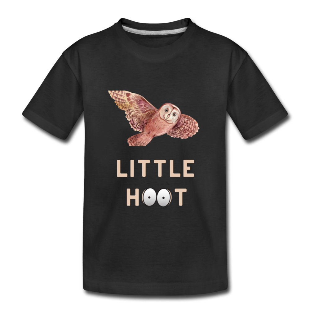 "Little Hoot" Organic Toddler T-Shirt - black