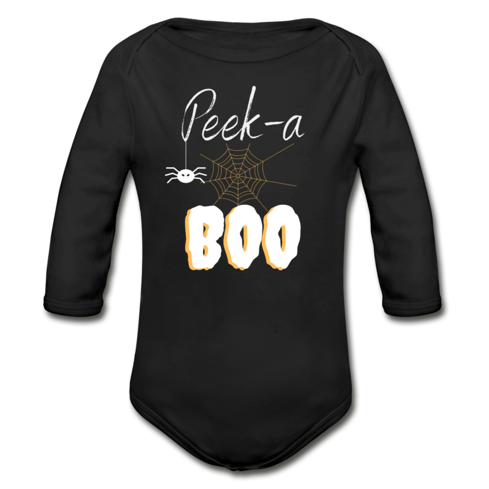Peek-a-boo Halloween Organic Long Sleeve Onesie - black