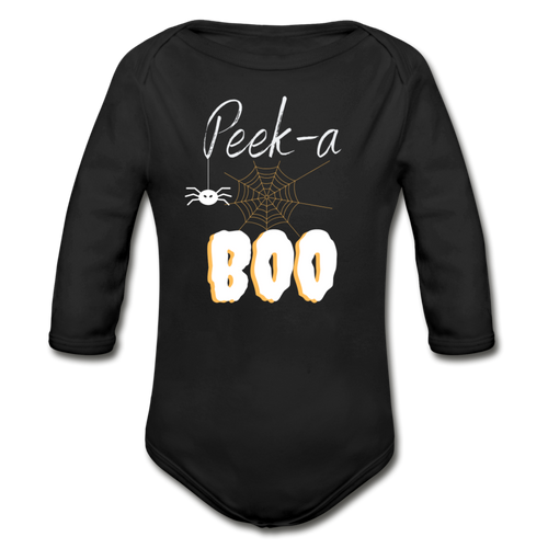 Peek-a-boo Halloween Organic Long Sleeve Onesie - black