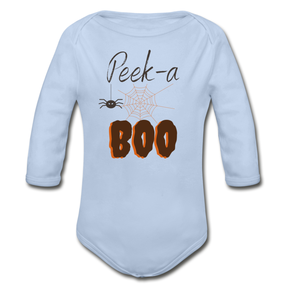 Peek-a-BOO Halloween Organic Long Sleeve Onesie - sky