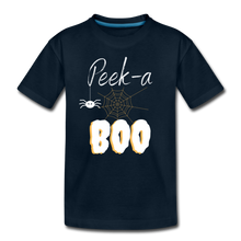 Load image into Gallery viewer, Peek-a-BOO Halloween Organic Kids&#39; T-shirt - deep navy
