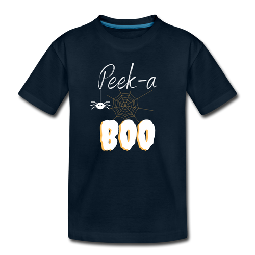 Peek-a-BOO Halloween Organic Toddler T-shirt - deep navy