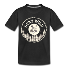 Load image into Gallery viewer, Stay Wild Organic Kids&#39; T-Shirt | Navy and Black - black
