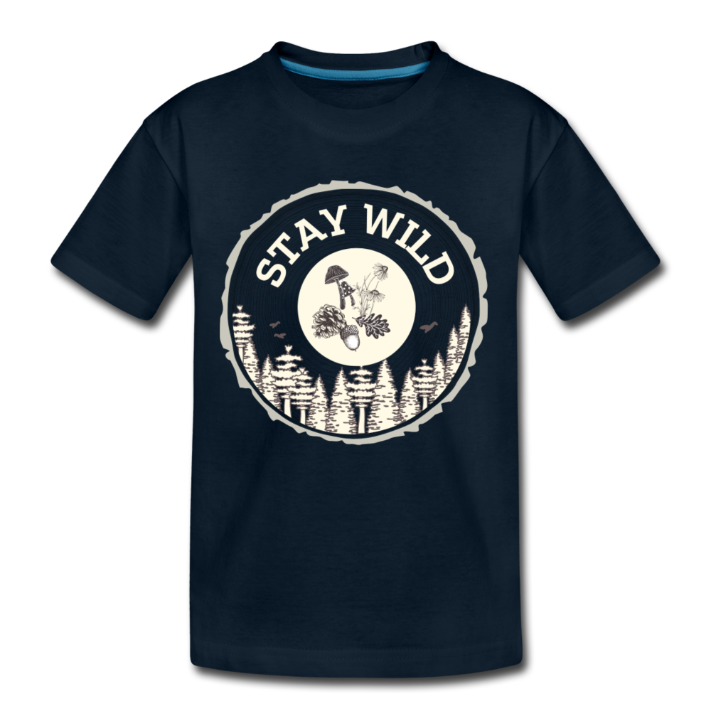 Stay Wild Organic Kids' T-Shirt | Navy and Black - deep navy