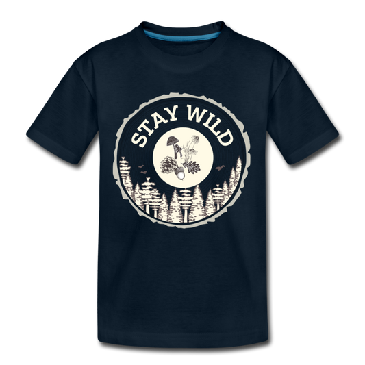 Stay Wild Organic Kids' T-Shirt | Navy and Black - deep navy