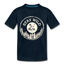 Load image into Gallery viewer, Stay Wild Organic Kids&#39; T-Shirt | Navy and Black - deep navy
