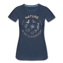 Load image into Gallery viewer, Women&#39;s Nature Classroom Organic T-Shirt | Navy and Black - navy
