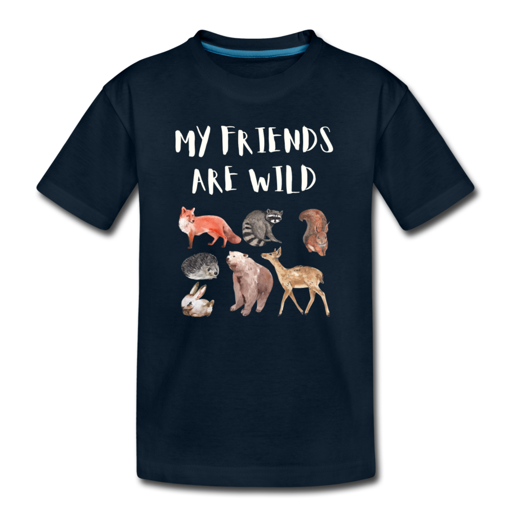 My Friends Are Wild Organic Toddler T-shirt | Navy and Black - deep navy