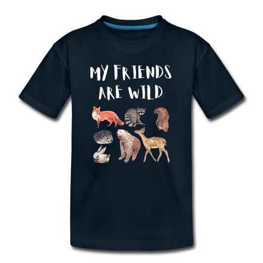 My Friends Are Wild Organic Toddler T-shirt | Navy and Black - deep navy