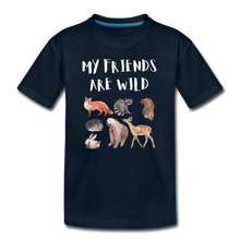 Load image into Gallery viewer, My Friends Are Wild Organic Toddler T-shirt | Navy and Black - deep navy
