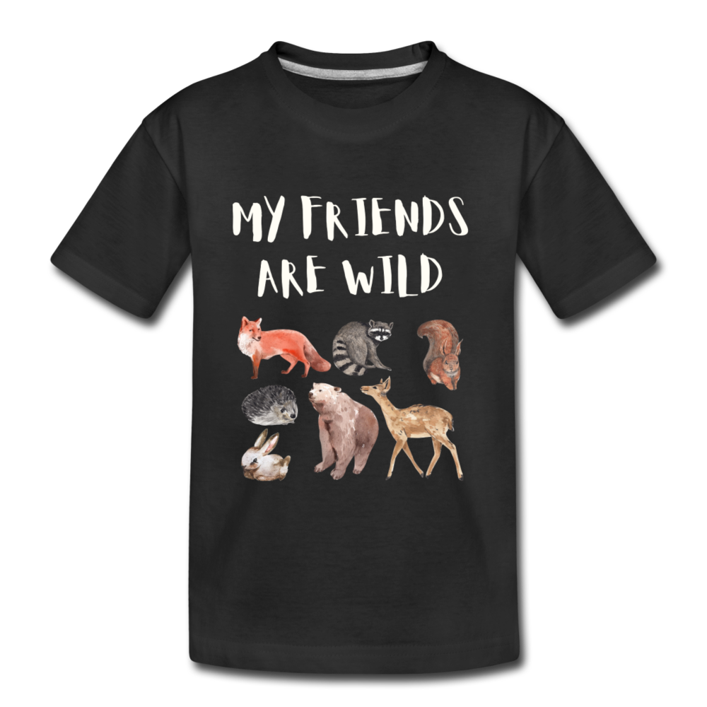 My Friends Are Wild Organic Kids' T-shirt | Navy and Black - black
