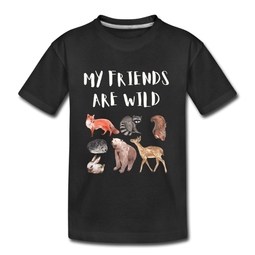 My Friends Are Wild Organic Kids' T-shirt | Navy and Black - black
