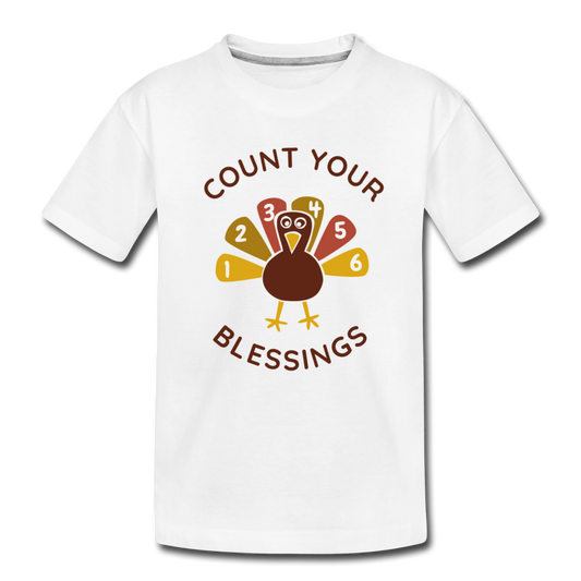Count Your Blessings Organic Thanksgiving Toddler T-Shirt | White - white