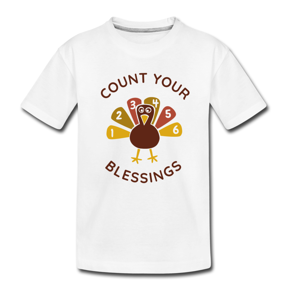 Count Your Blessings Organic Thanksgiving Toddler T-Shirt | White - white