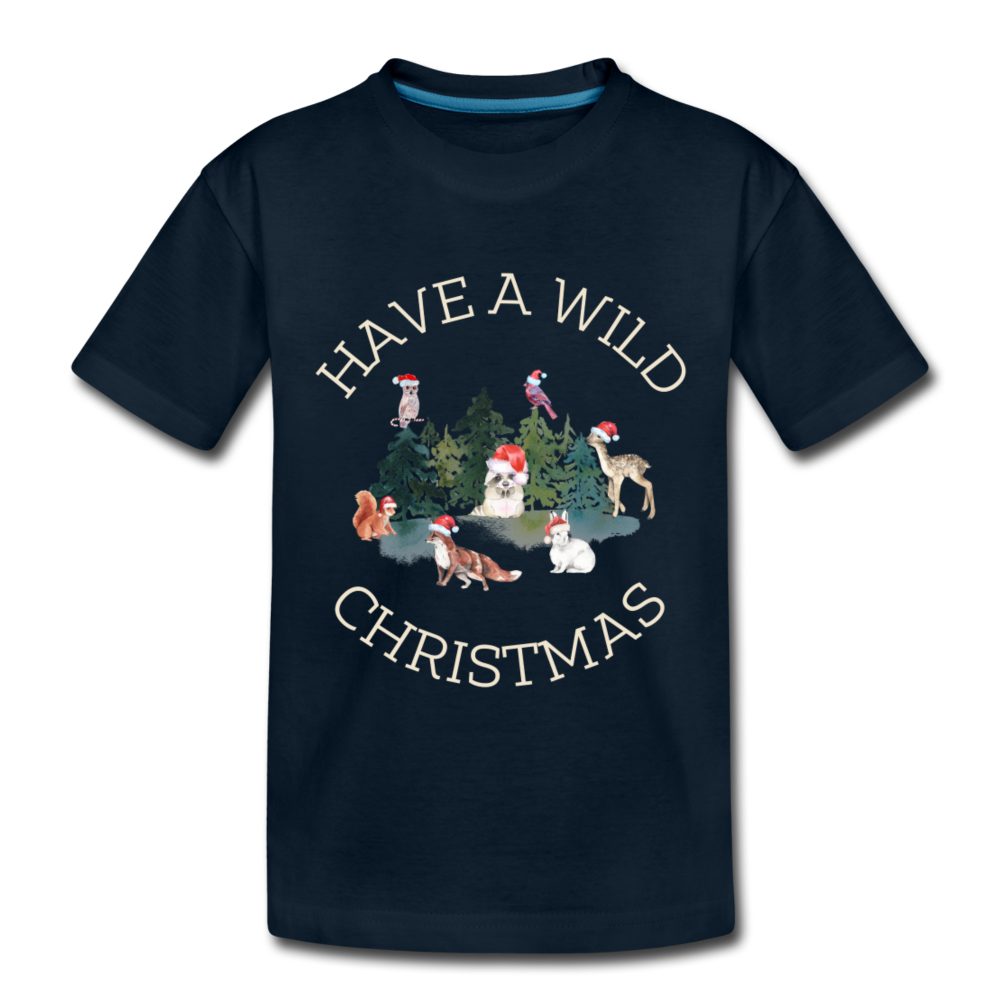 Have a Wild Christmas Organic Kids' T-shirt | Navy and Black - deep navy