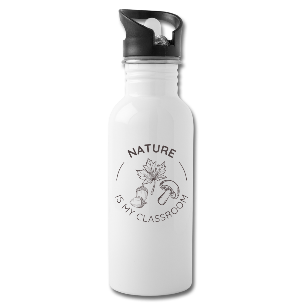 Nature is My Classroom Stainless Steel Water Bottle - white