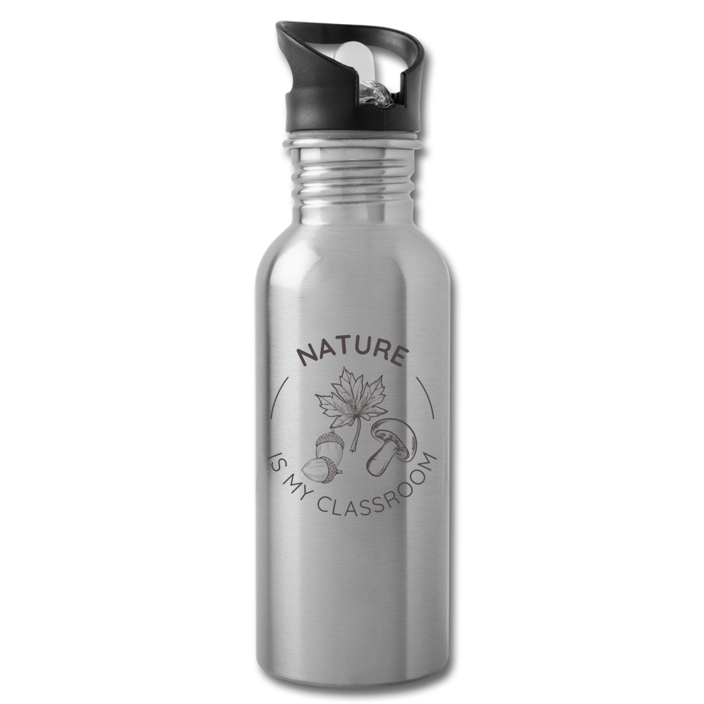 Nature is My Classroom Stainless Steel Water Bottle - silver