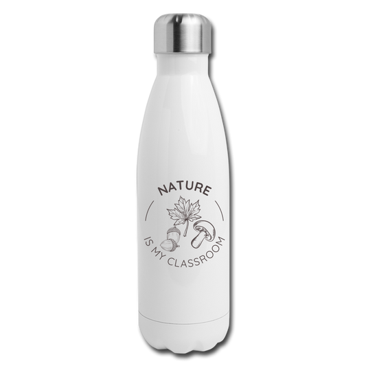 Nature is My Classroom Insulated Stainless Steel Water Bottle - white