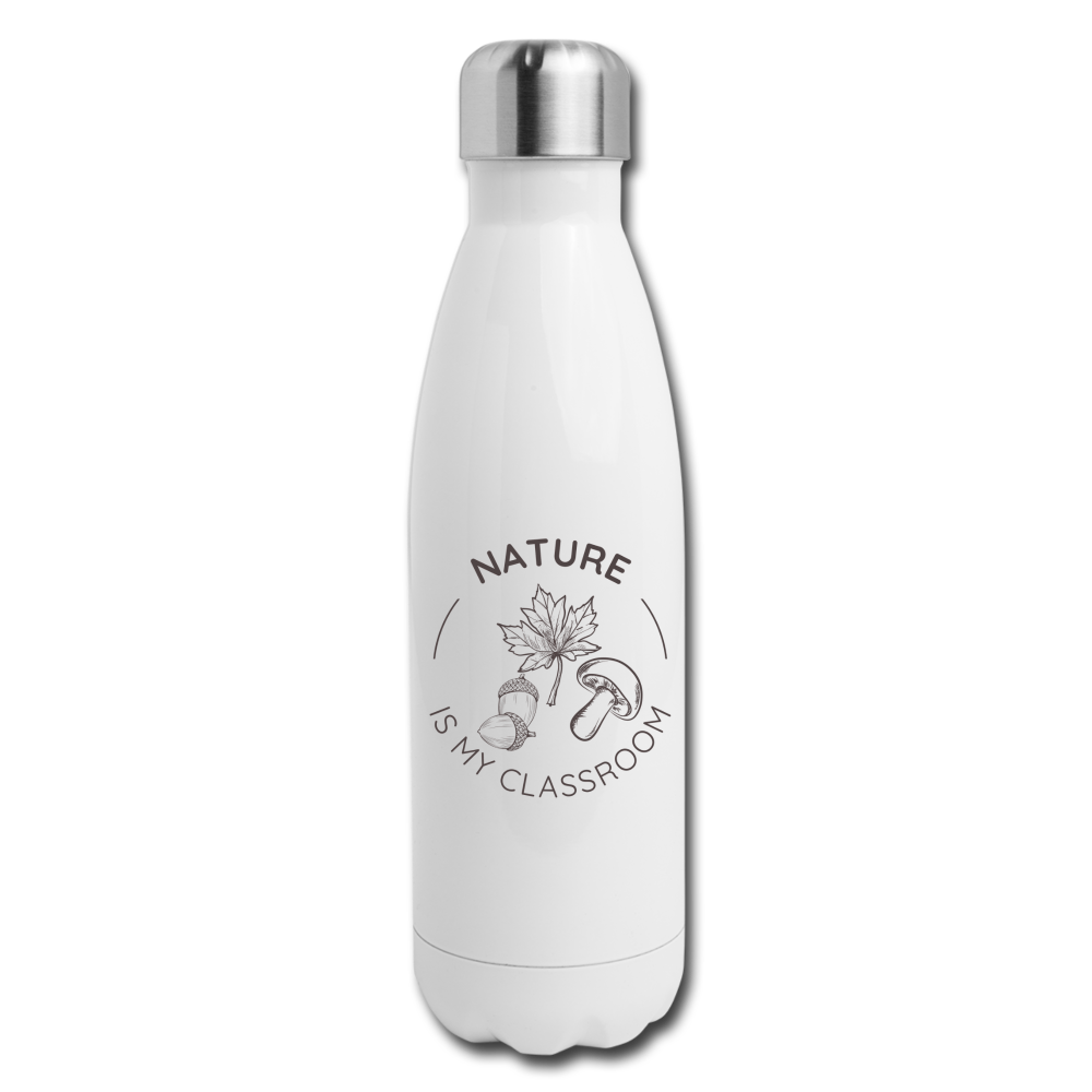 Nature is My Classroom Insulated Stainless Steel Water Bottle - white