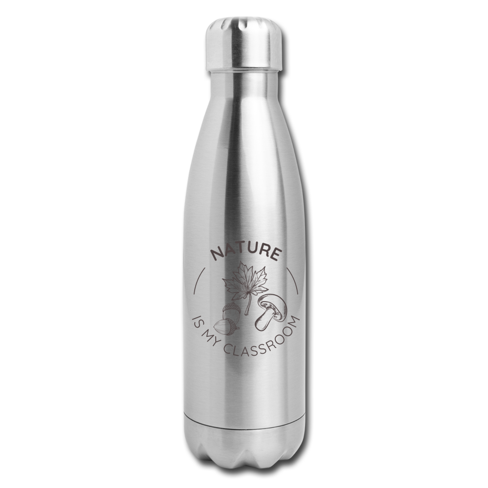 Nature is My Classroom Insulated Stainless Steel Water Bottle - silver