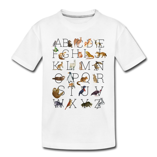 Animal Alphabet Organic Toddler T-shirt - white