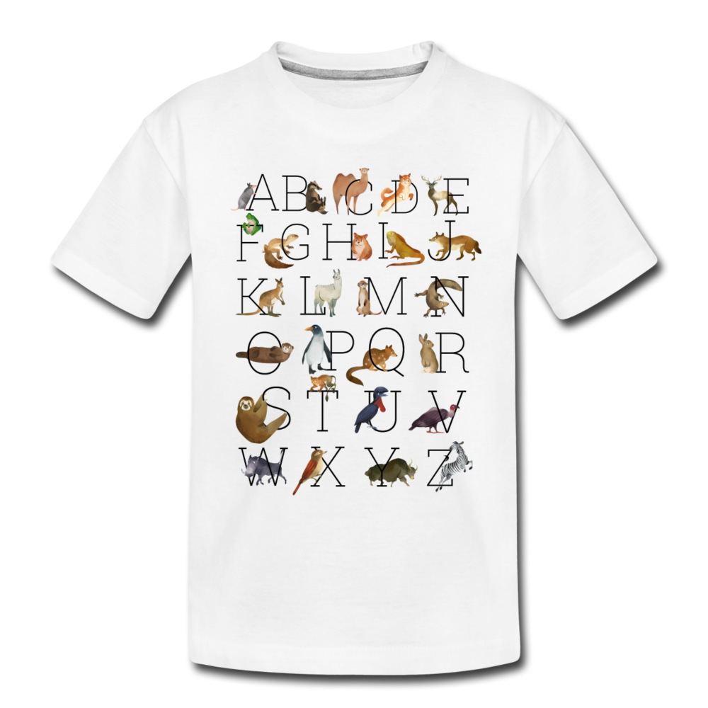 Animal Alphabet Organic Toddler T-shirt - white