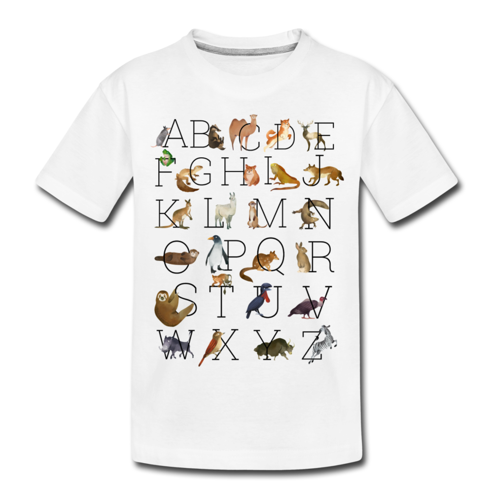 Animal Alphabet Organic Kids' T-shirt - white