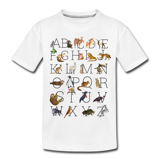Animal Alphabet Organic Kids' T-shirt - white