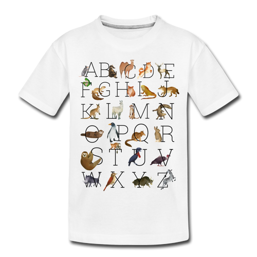Animal Alphabet Organic Kids' T-shirt - white