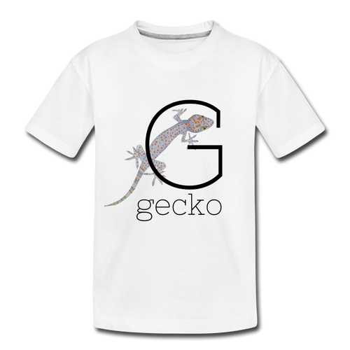 G is for Gecko Alphabet Letter of the Day Organic Toddler T-shirt - white