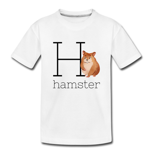 H is for Hamster Alphabet Letter of the Day Organic Toddler T-shirt - white